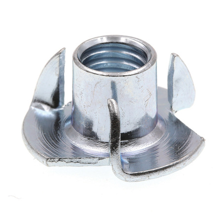 PRIME-LINE T-Nut, 3 Prongs, 3/8"-16, Steel, Zinc Plated, 7/16 in Barrel Ht 9078049